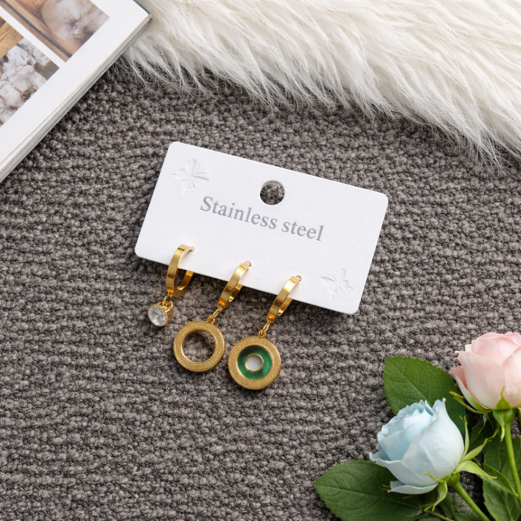 ÇELİK KÜPE 3 LÜ SET