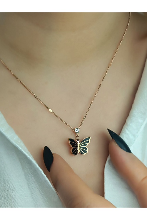 Ithal Vip Çelik Staınless Steel 316 L Çelik Rose Bakır Renk Kolye