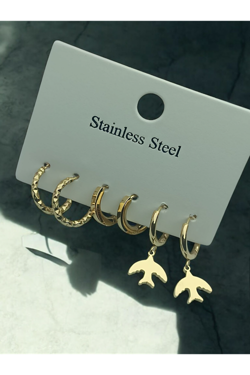 Ithal Vip Çelik Staınless Steel 316 L Çelik 6 Lı Küpe Set