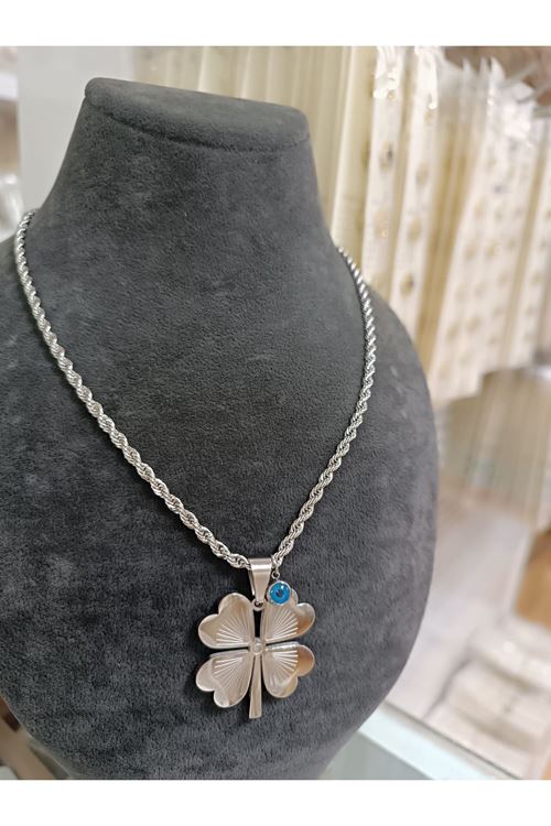 Çelik Yonca Kolye 60 Cm