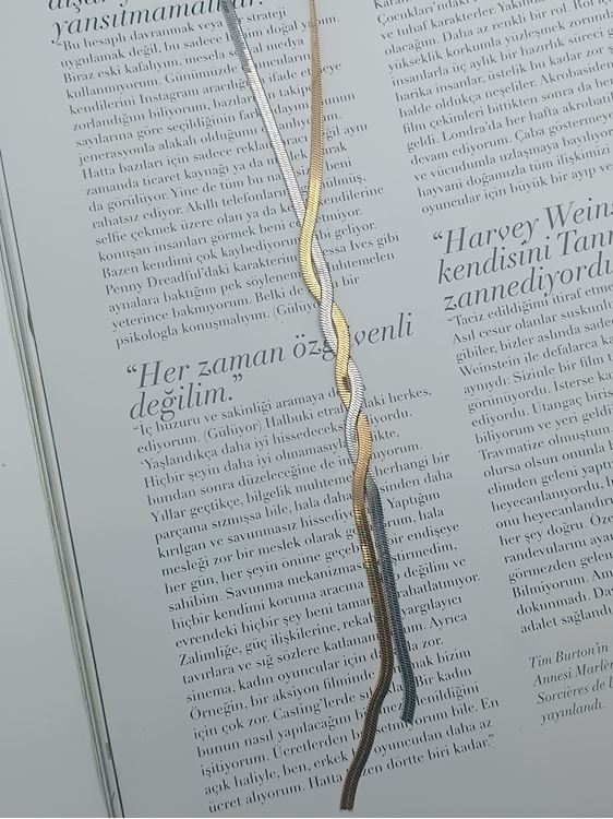 ÇELİK ÇİFT RENKLİ ÖRGÜ KOLYE 