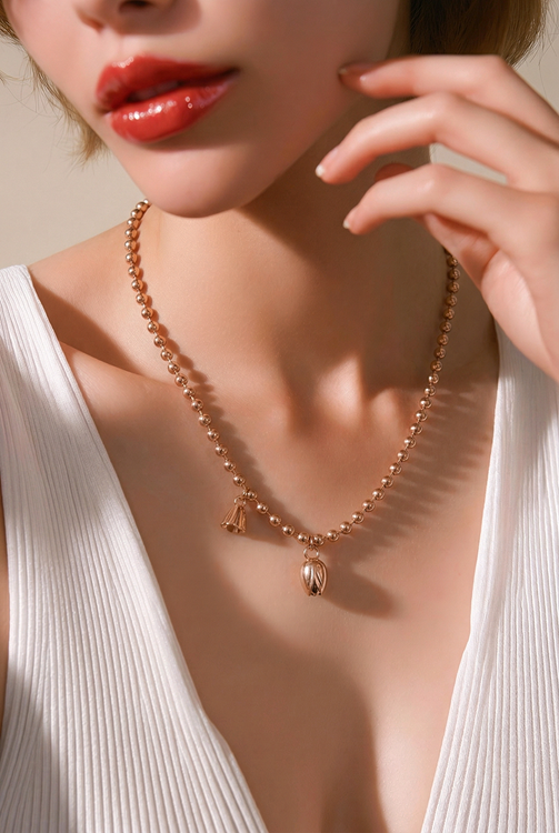 ÇELİK KOLYE ROSE RENK