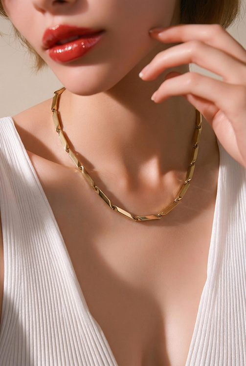 ÇELİK DİLİMLİ KOLYE 45 CM