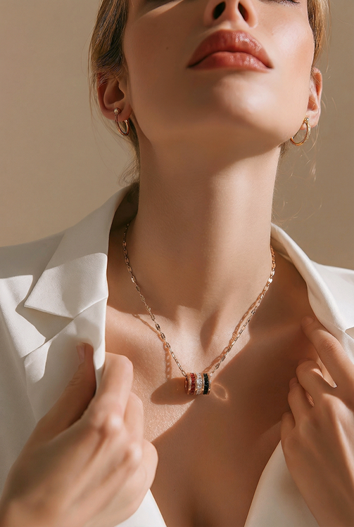 ÇELİK KOLYE ROSE RENK